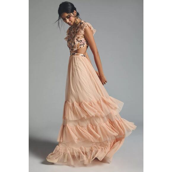 NWT Ieena for Mac Duggal Embroidered Tiered Cutout Dress - Picture 4 of 5